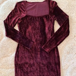 Lovely Ribbed Stretch Velvet Dress